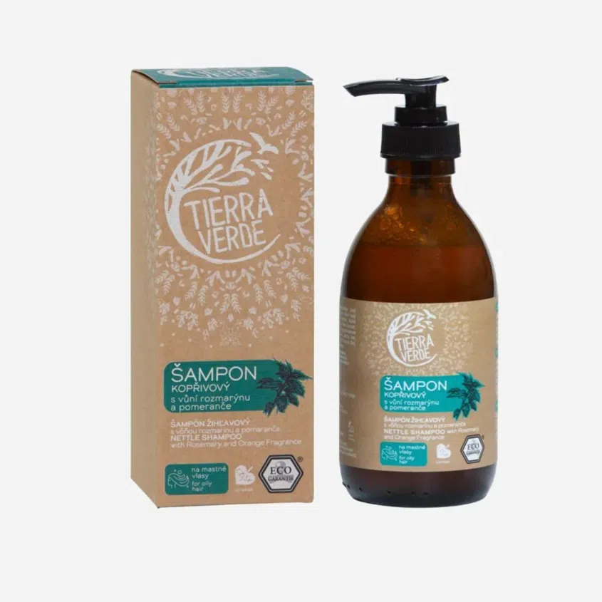 Šampón žihľavový s vôňou rozmarínu a pomaranča  (sklenená fľaštička)