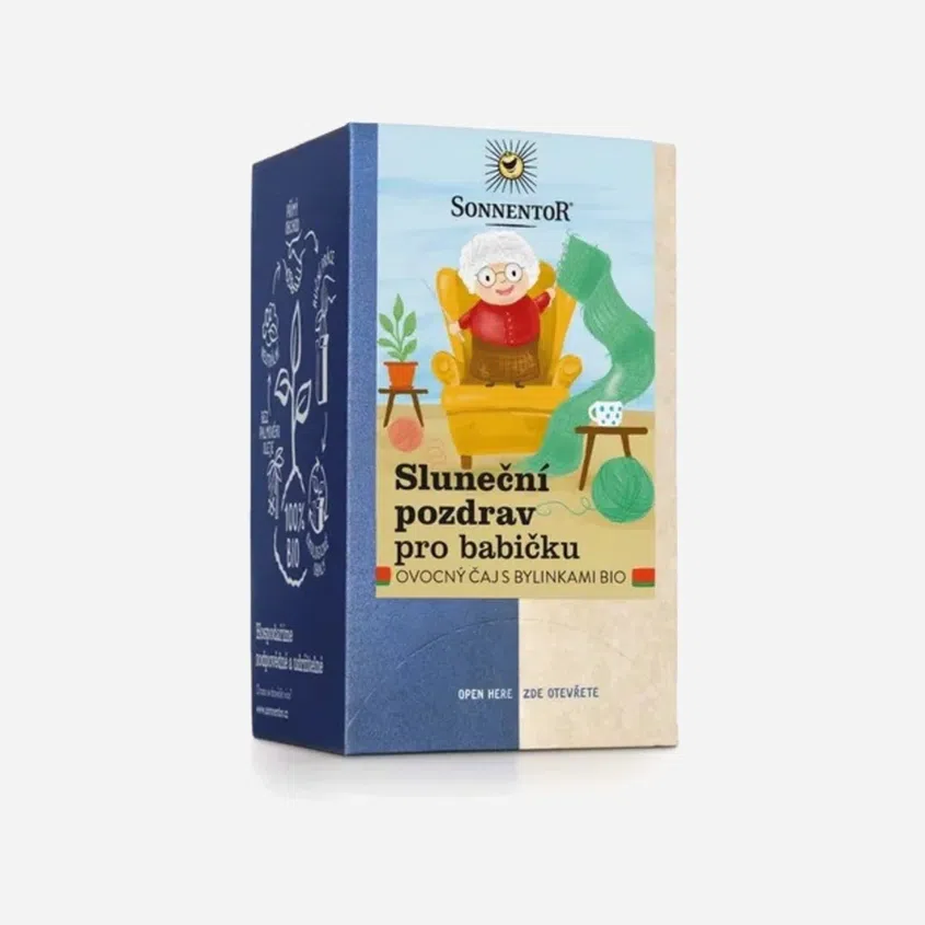 Slnečný pozdrav pre babičku ovocný čaj s bylinkami porciovaný BIO