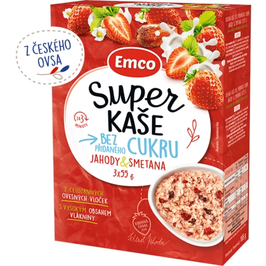 Super kaša jahody a smotana 3x55 g