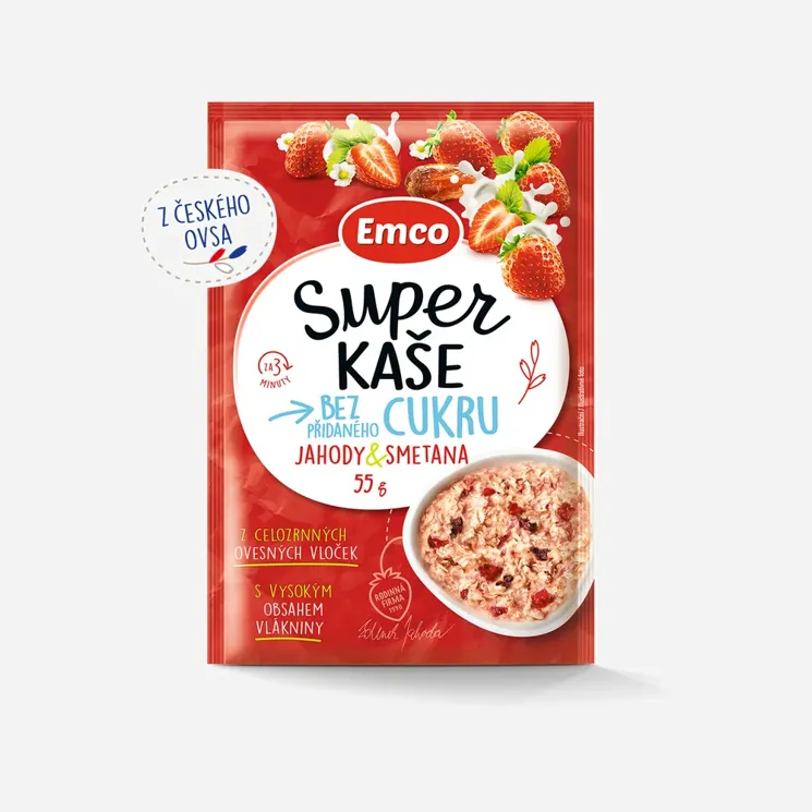 Super kaša jahody a smotana