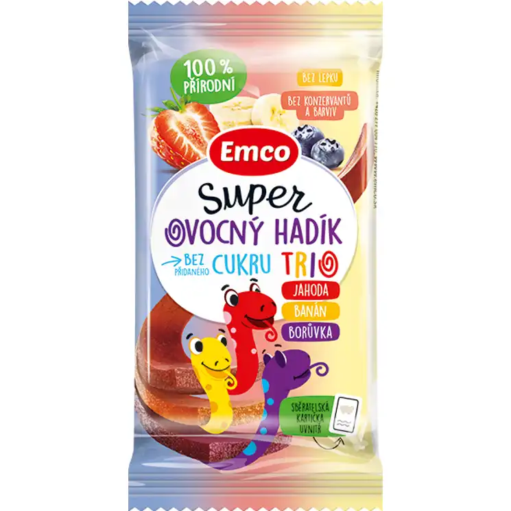 Super ovocný hadík Trio jahoda, banán a čučoriedka