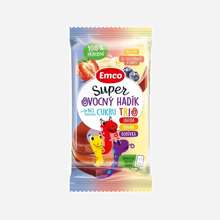 Super ovocný hadík Trio jahoda, banán a čučoriedka