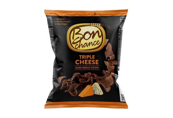 Tmavé chlebové chipsy s tromi druhmi syrov