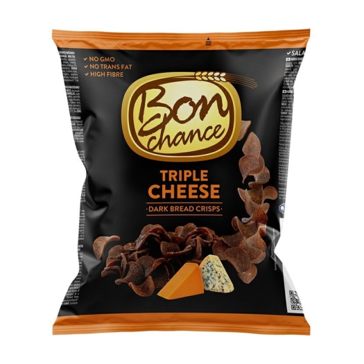 Tmavé chlebové chipsy s tromi druhmi syrov