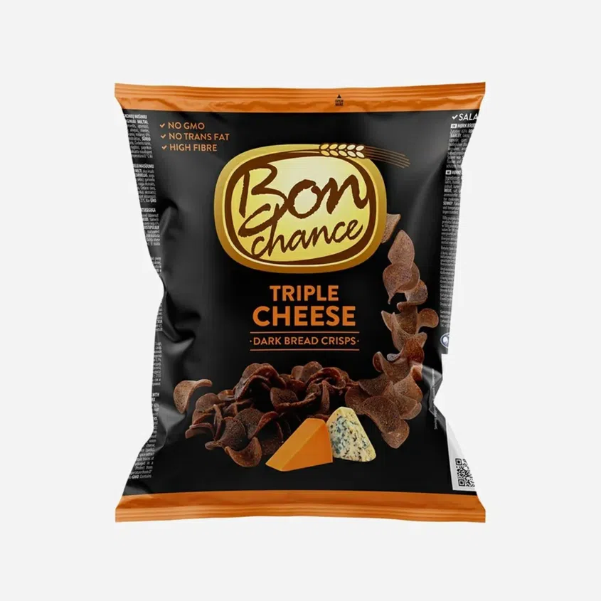 Tmavé chlebové chipsy s tromi druhmi syrov