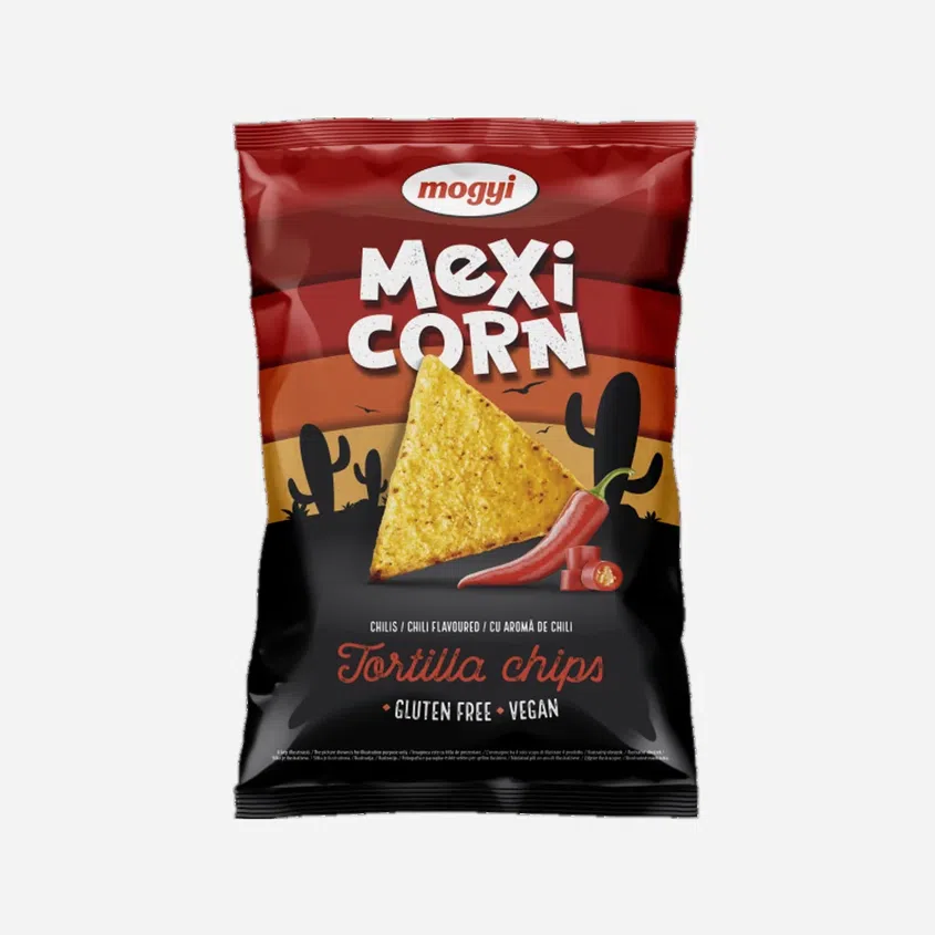 Tortilla chips kukuričný snack s príchuťou chilli