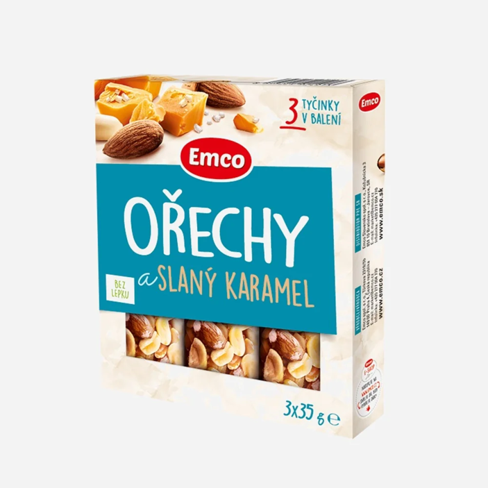 Tyčinka s orechmi a slaným karamelom 3x 35 g