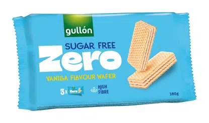 Vanilla wafer plnené krémom (70 %) s vanilkovou príchuťou, bez cukru, s vlákninou