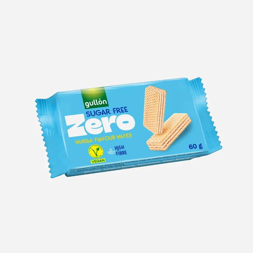 Vanilla wafer plnené krémom (70%) s vanilkovou príchuťou, bez cukru, s vlákninou