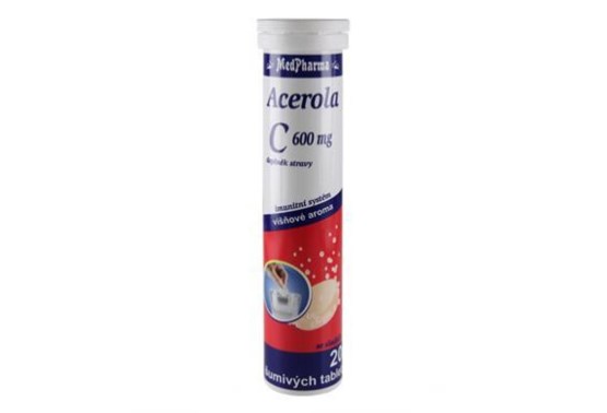 Vitamín C 600 mg + acerola 200 mg, 20 šum tbl.