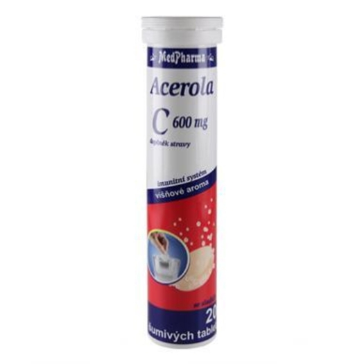 Vitamín C 600 mg + acerola 200 mg, 20 šum tbl.