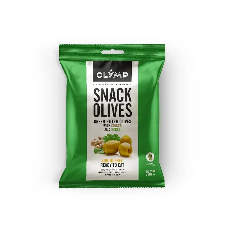 Zelené olivy bez kôstky so zázvorom a bylinkami